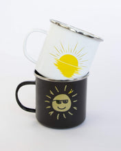 Load image into Gallery viewer, 16 oz Enamel Camping Mug Set of 2 &quot;Good Morning Sunshine&quot; &amp; &quot;You Make Me Happy&quot;
