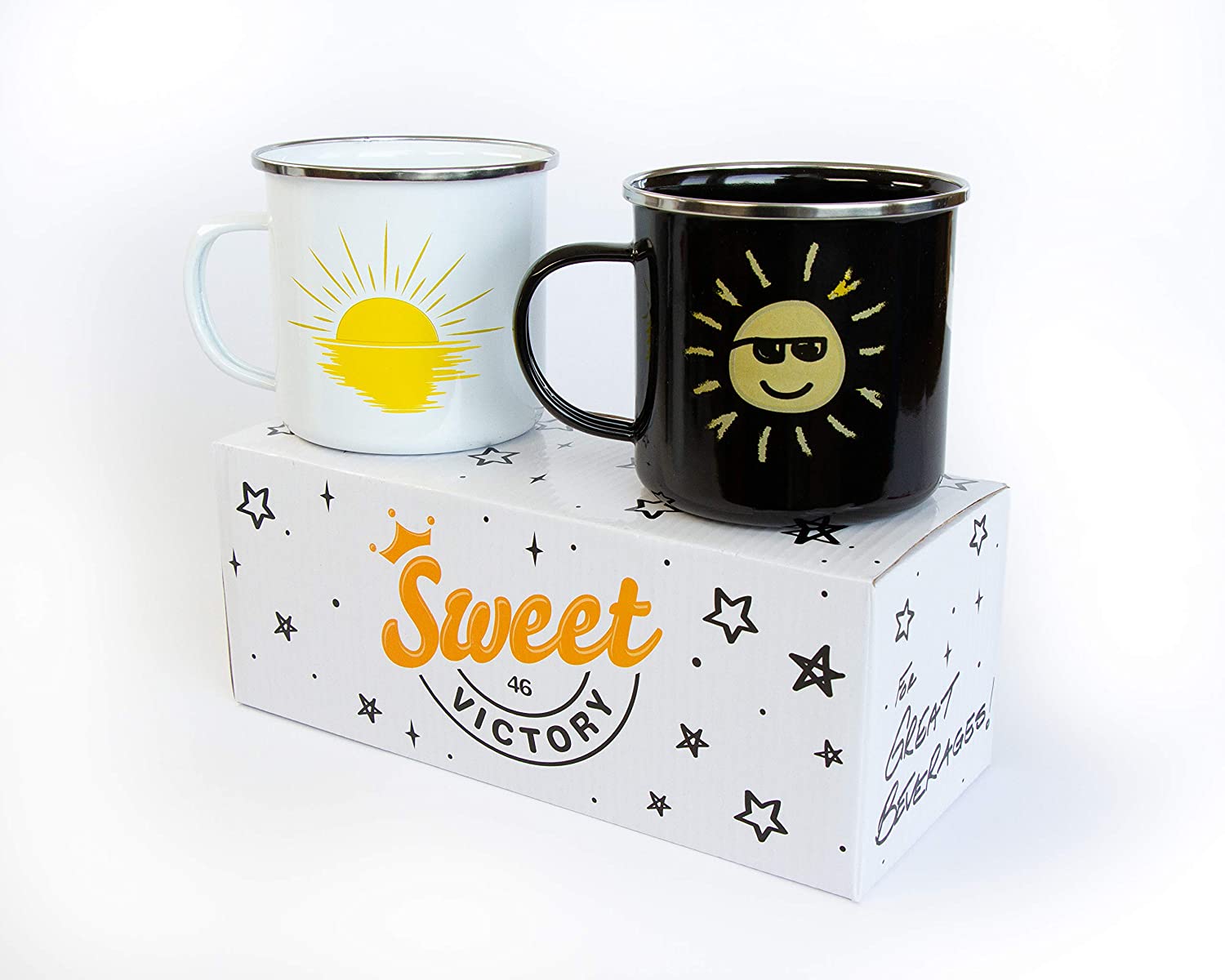 Enamel Camping Mug Set of 2 -16 oz Mugs in Gift Box - Good Morning Su –  Sweet Victory 46