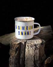 Load image into Gallery viewer, 16 oz Enamel Camping Mug Set of 2 &quot;Good Morning Sunshine&quot; &amp; &quot;You Make Me Happy&quot;
